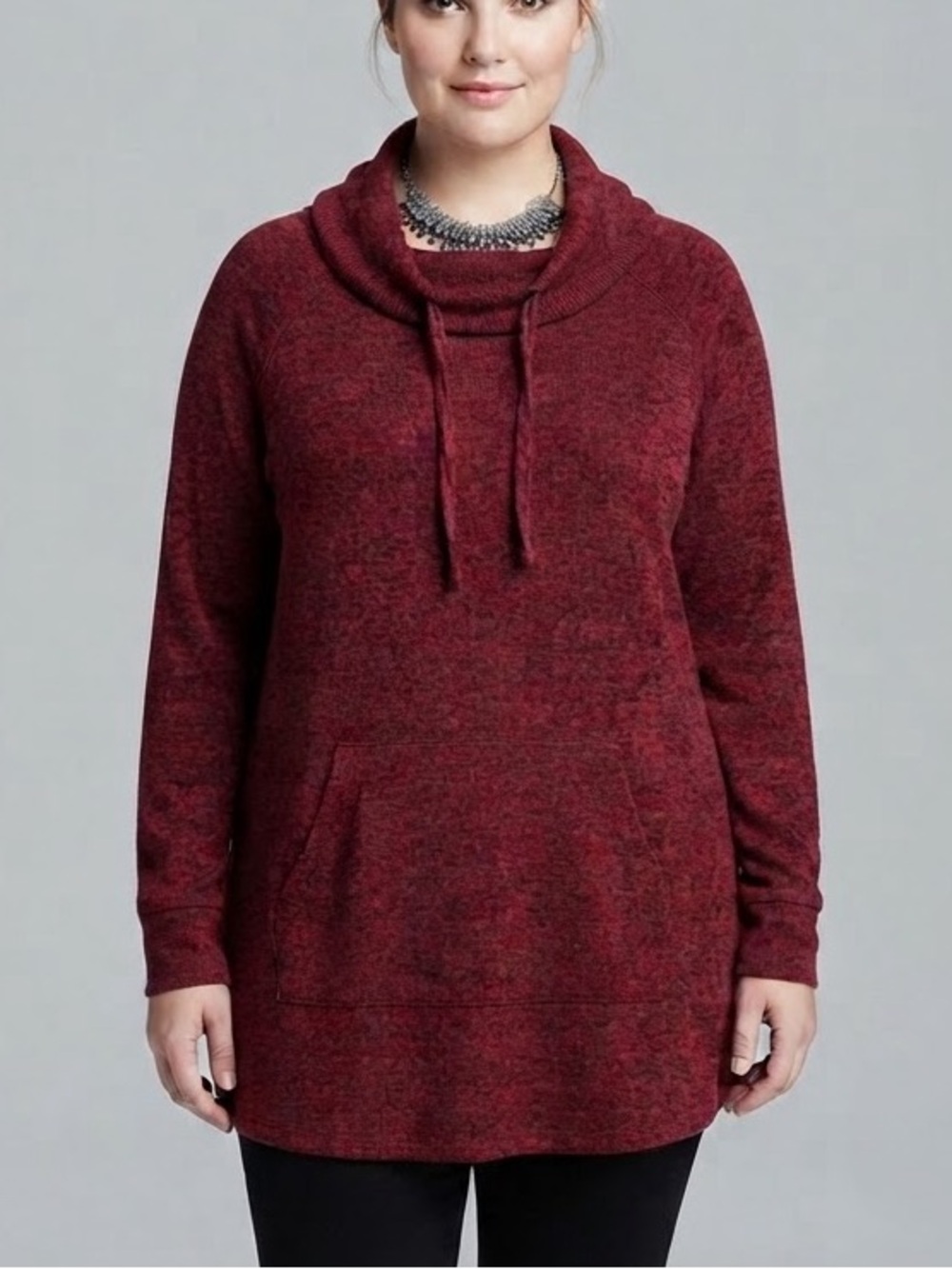 😍CLEARANCE -  GEORGE Women's Dark Fuchsia Heathered Cowl Neck Sweater 1X
